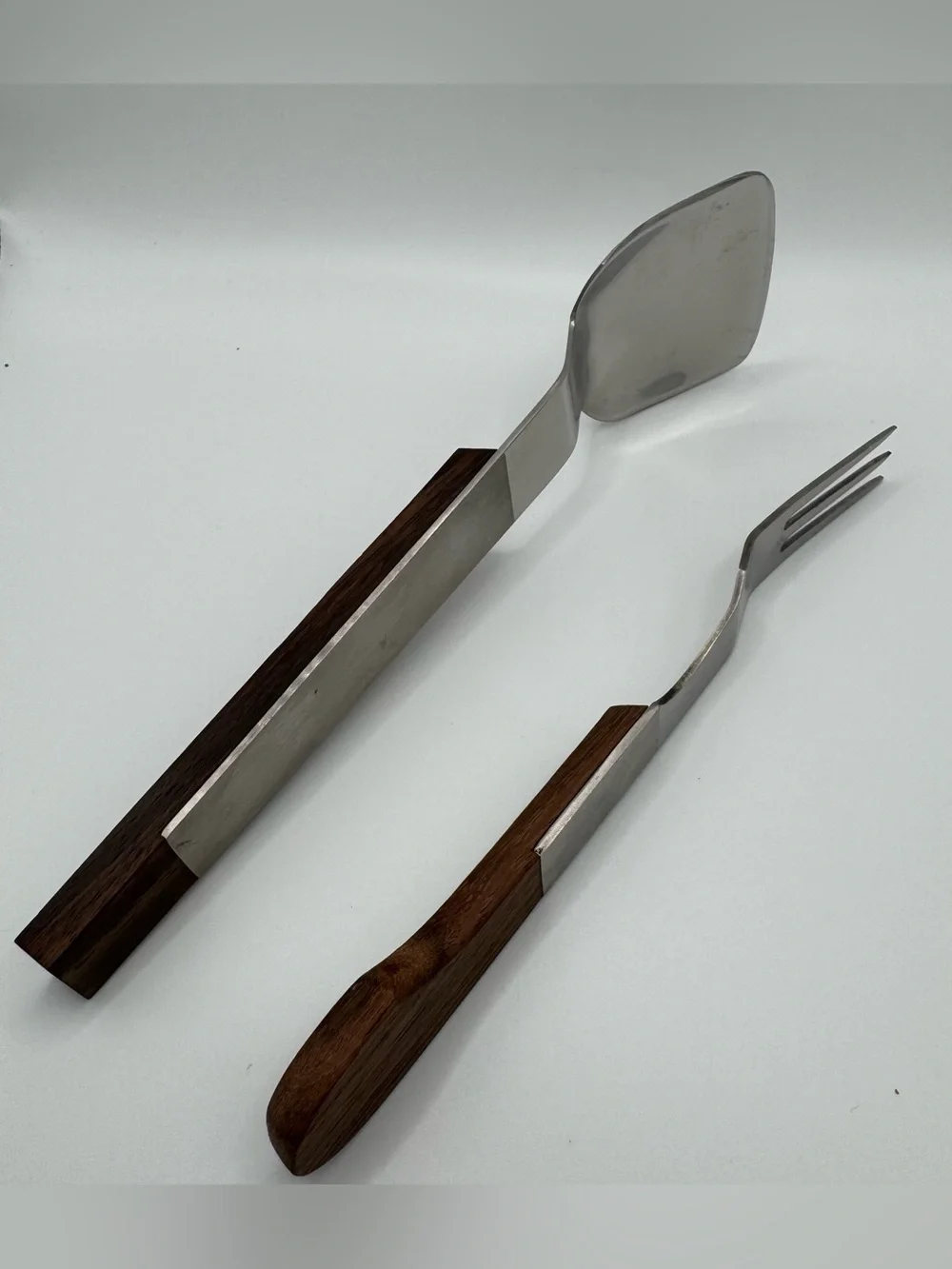 Vintage Japan Stainless Steel Rosewood Ice Cream Scoop Spade Pickle Fork Set MCM